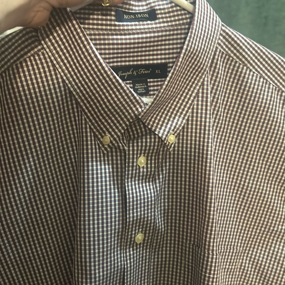 Joseph and Feiss  XL mens long sleeve button up shirt , white blue  brown